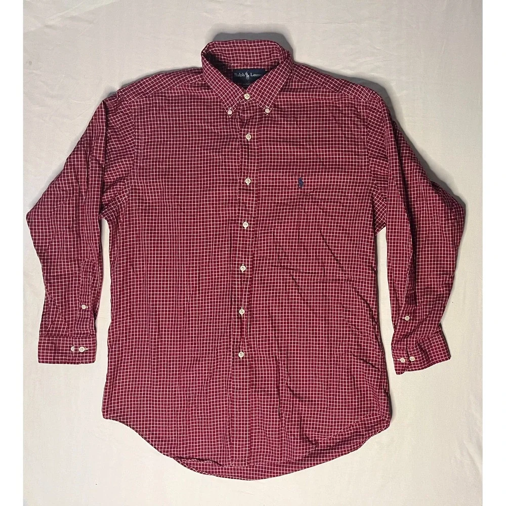 Polo Ralph Lauren Oxford Shirt Men's Size 16-32/33 Checks Long Sleeve Button Up